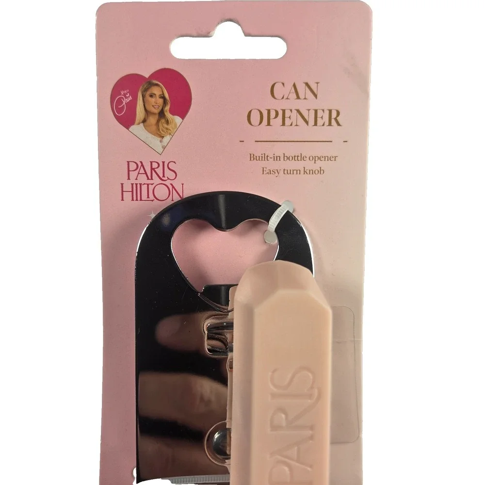 Paris Hilton Can Opener Pink Heart Handles Built In Bottle Opener Blush Metal
